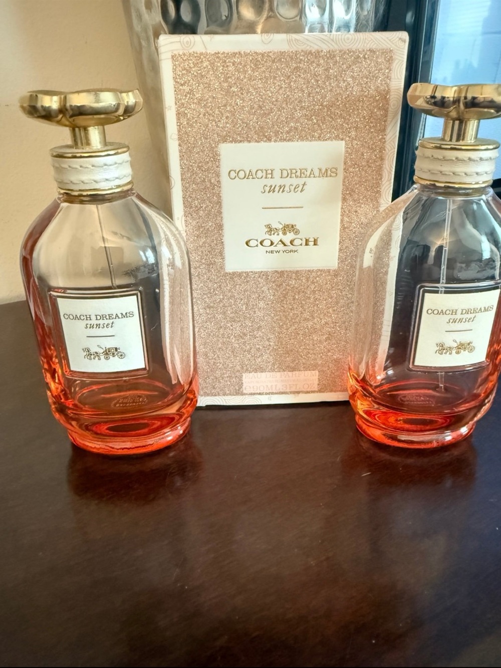 2 COACH SUNSET DREAMS EDP PERFUME FEW SPRAYS LEFT WITH BOX
